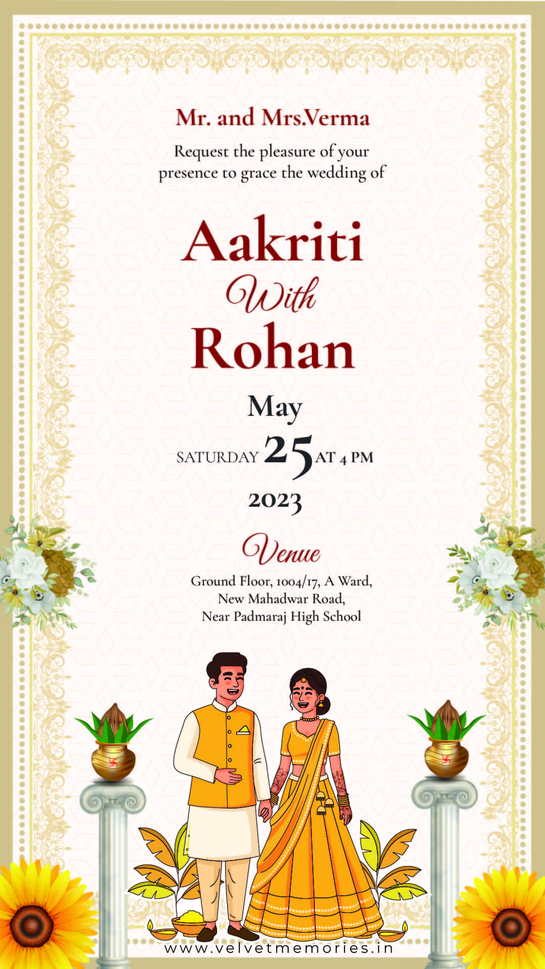 Elegant Floral Wedding Invitation Card